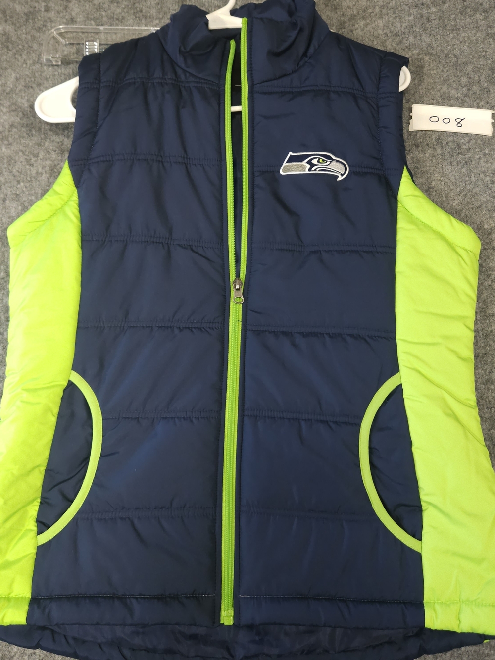 NFL Womens SEAHAWKS Green Quilted Puffer Vest